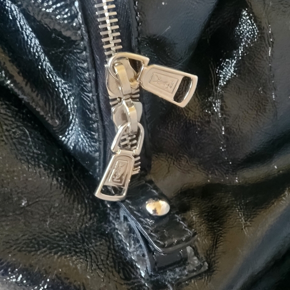 YSL Black Patent Leather Satchel Hand Bag Purse w/COA - Picture 6 of 11